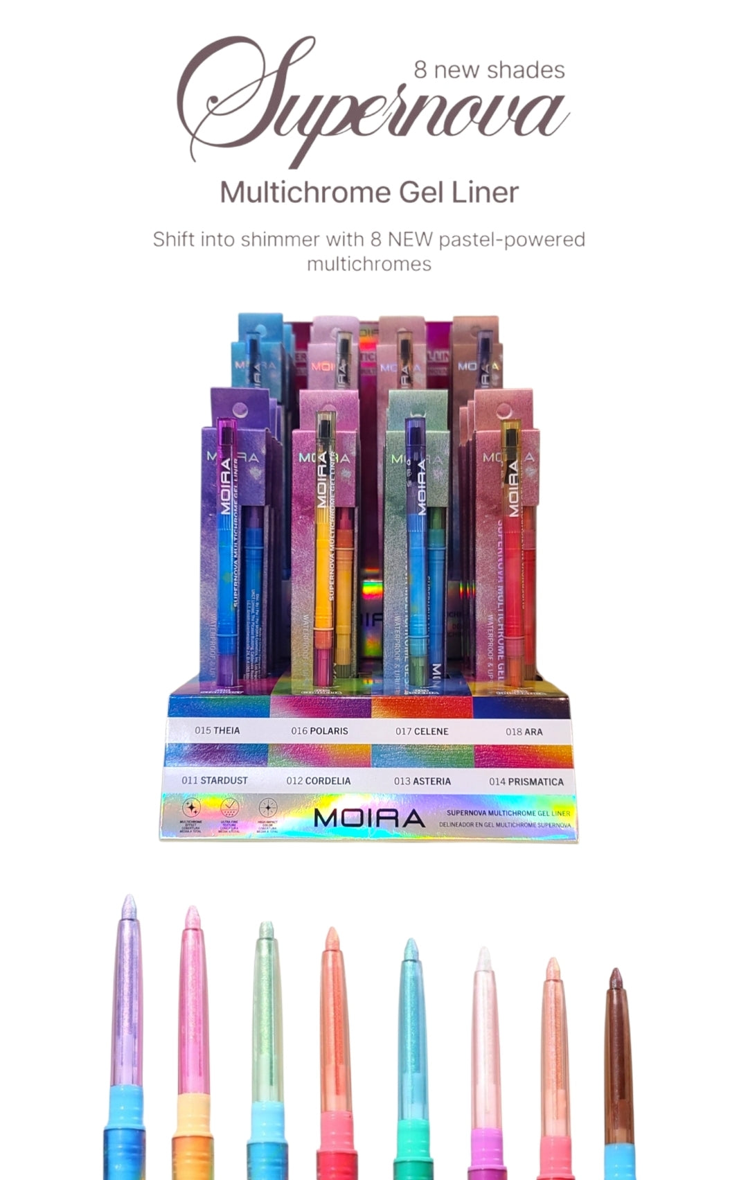 MOIRA SuperNova Multichrome Gel Liner  w/Display / 24pcs Display + Tester