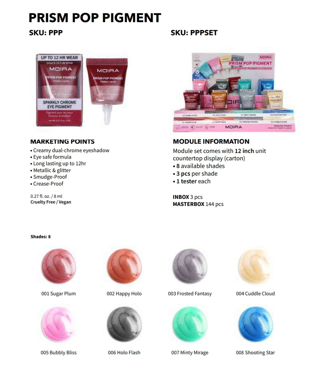 MOIRA Pris Pop Pigment w/ Display PPPSET | 24pcs Display + Tester