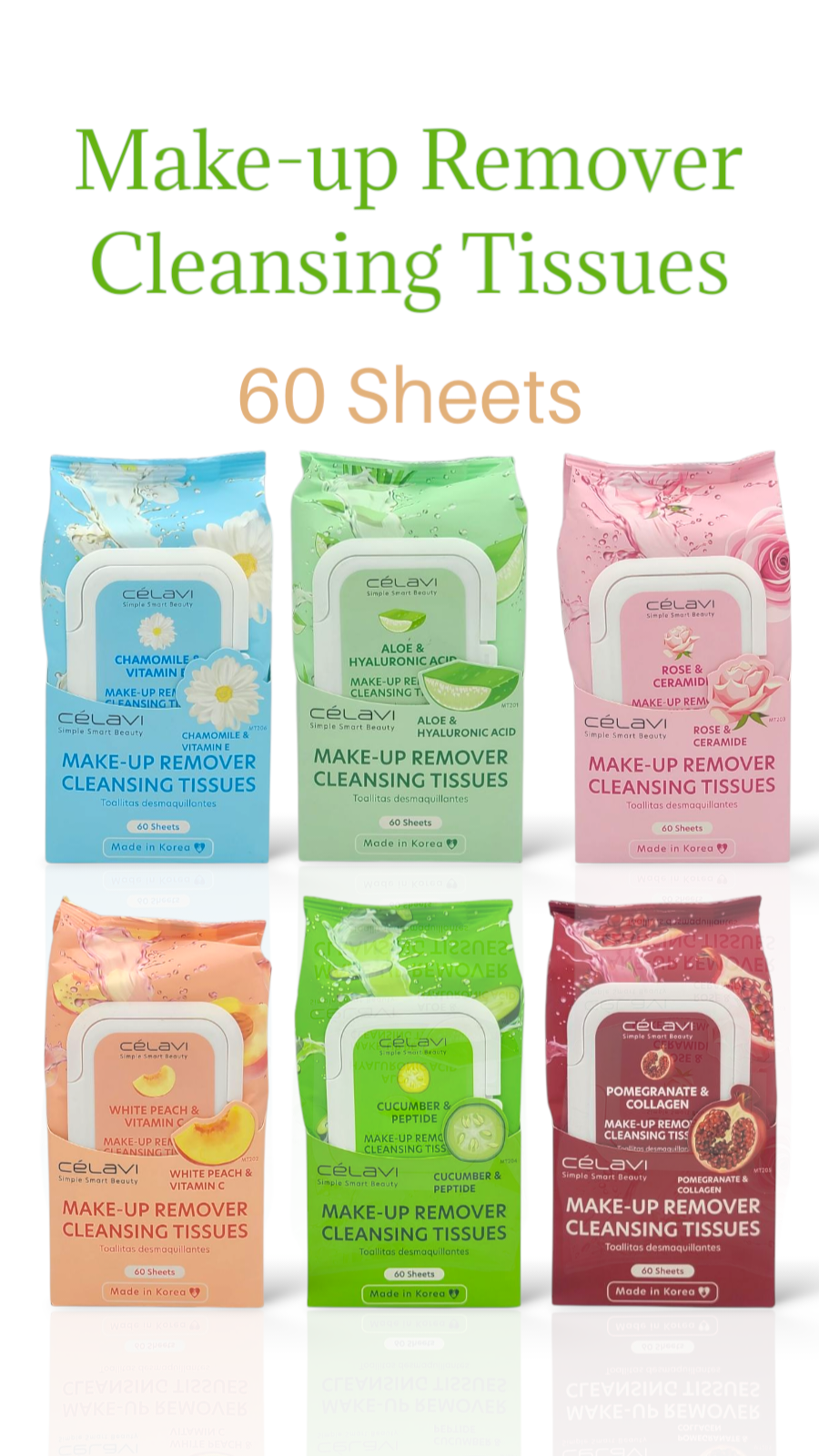 CELAVI Make-up Remover Cleansing Tissue / White Peach & Vitamin C / 12pcs box