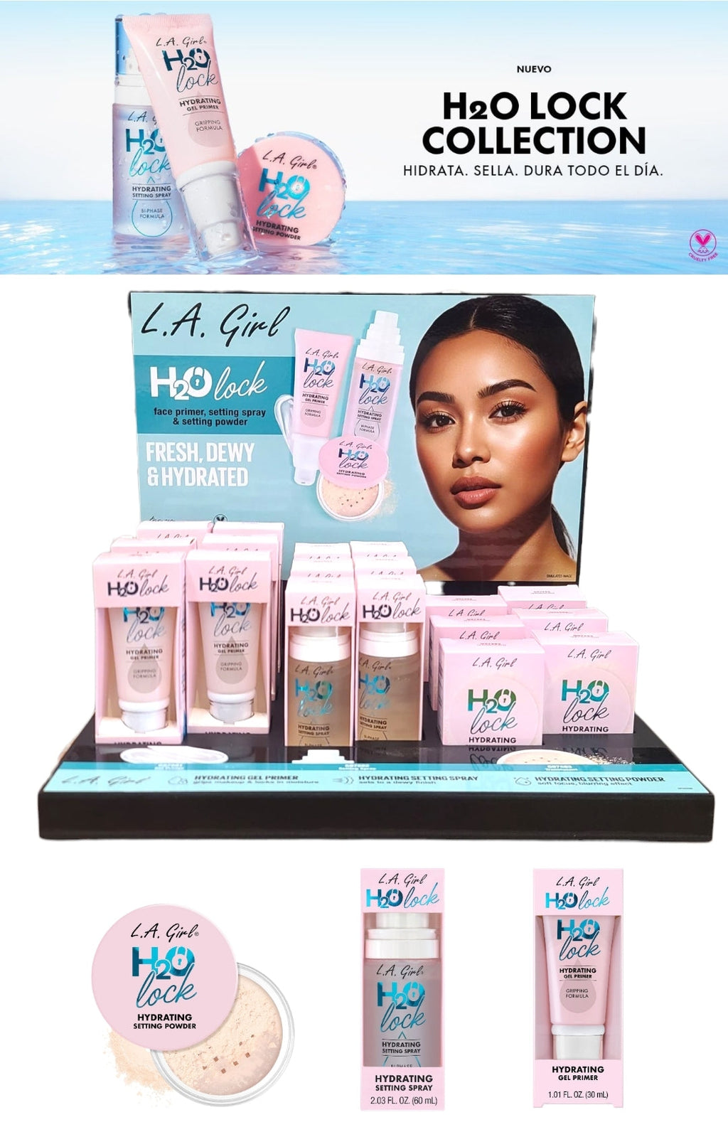 L.A GIRL H20 Lock Collection 18pcs Display