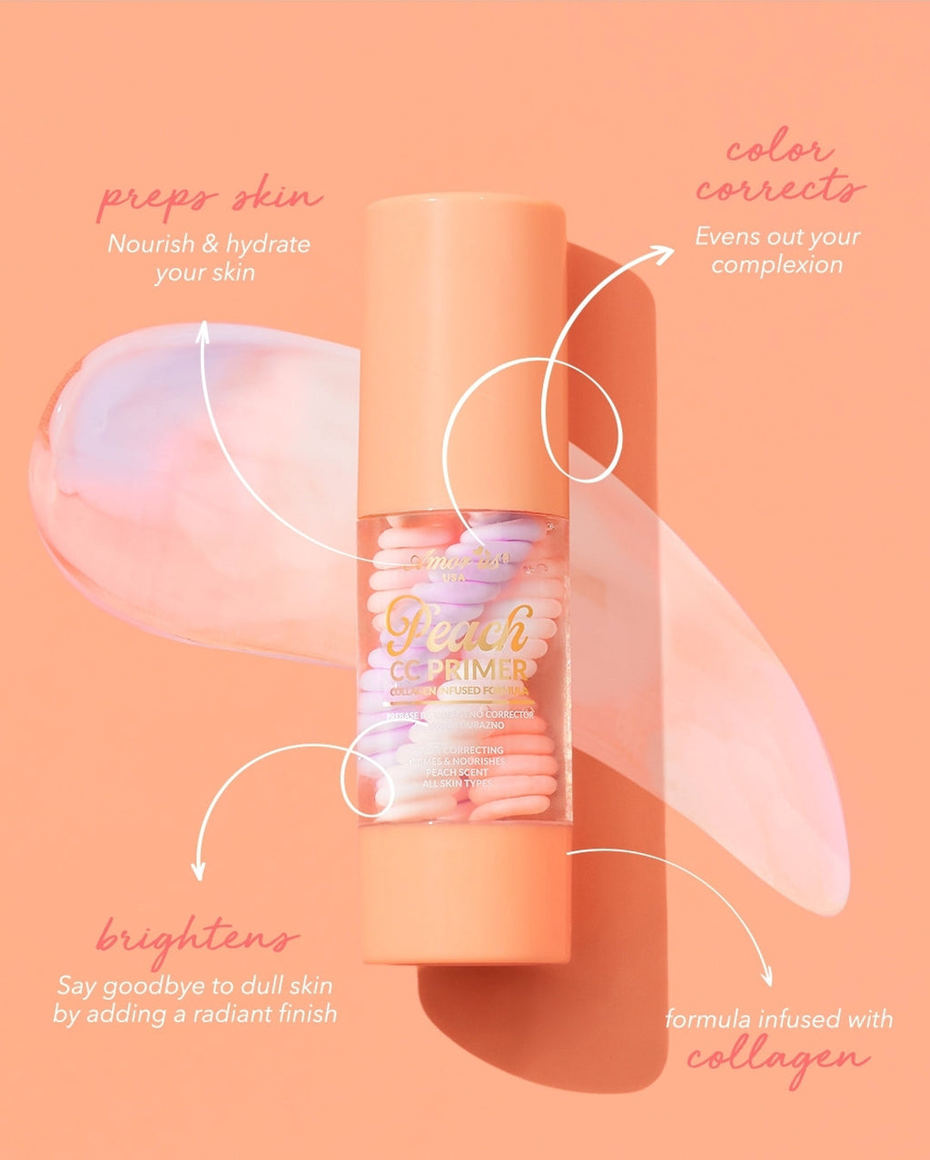AMORUS Peach CC Primer Collagen Infused Formula 24pcs Display + Tester