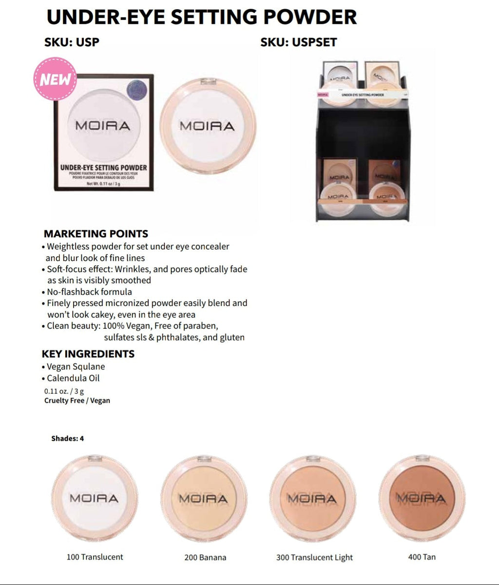 MOIRA Under-Eye Setting Powder USPSET w/Display 24pcs Display + Tester
