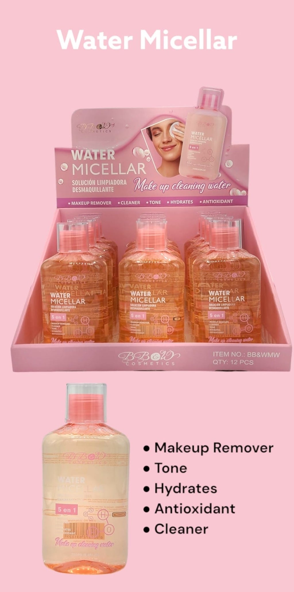 BB&W - WATER MICELLAR - MAKEUP CLEANING WATER / 12PCS DISPLAY