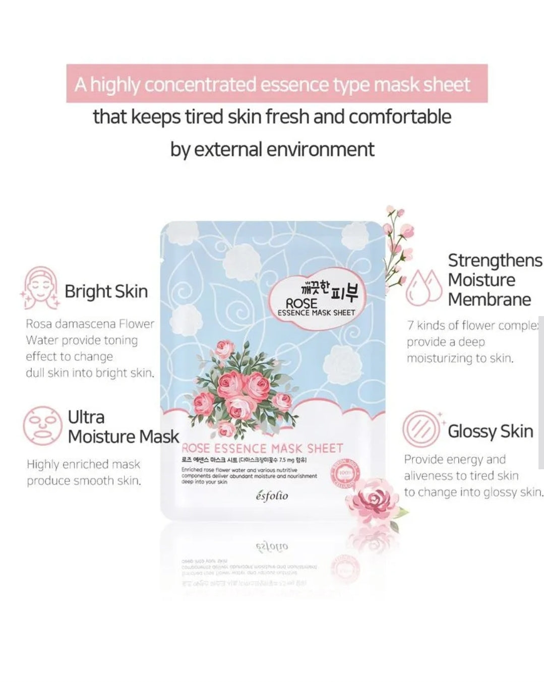 ESFOLIO Essence Mask Sheet - Rose