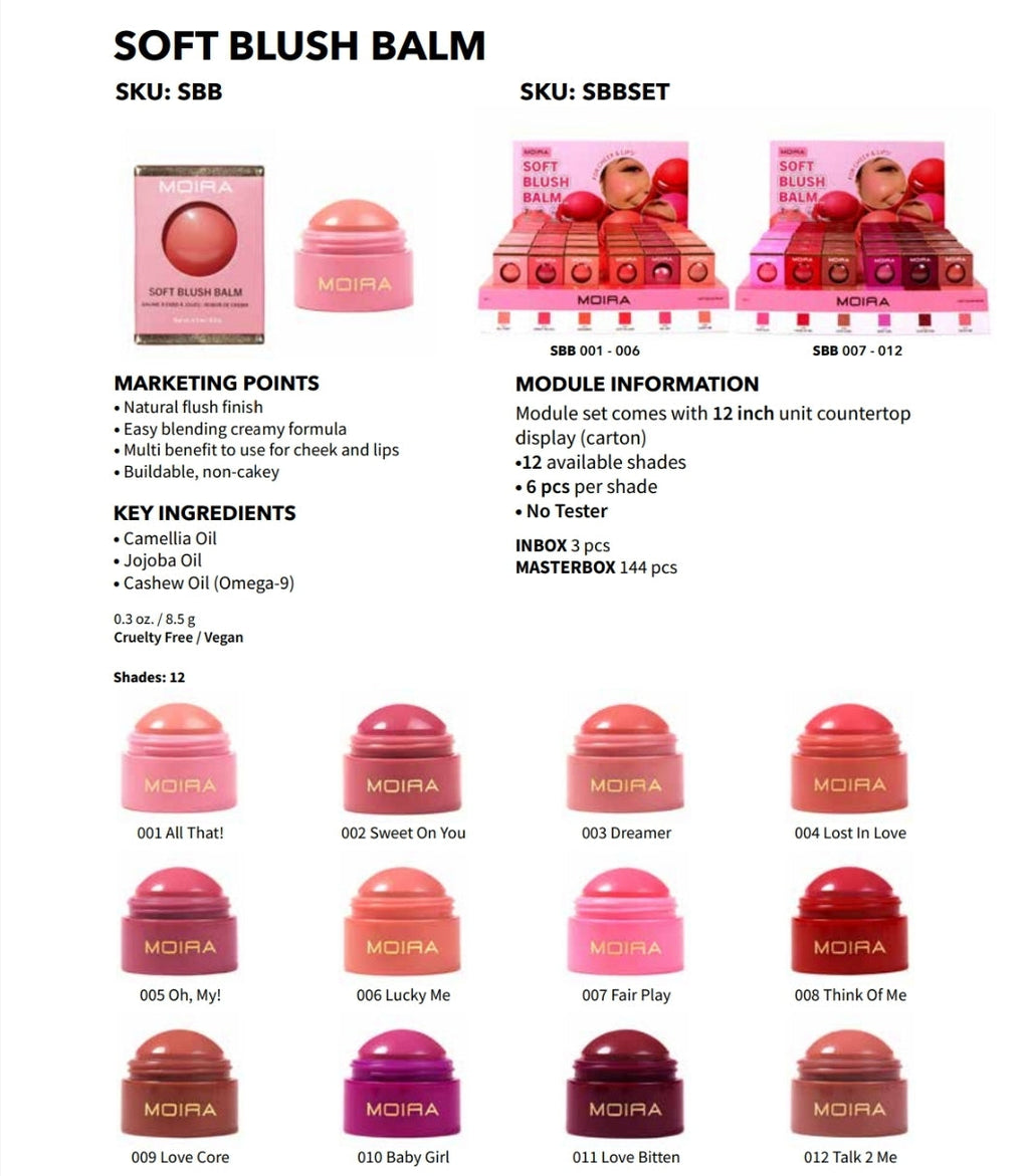 MOIRA Soft Blush Balm w/ Display | 36pcs