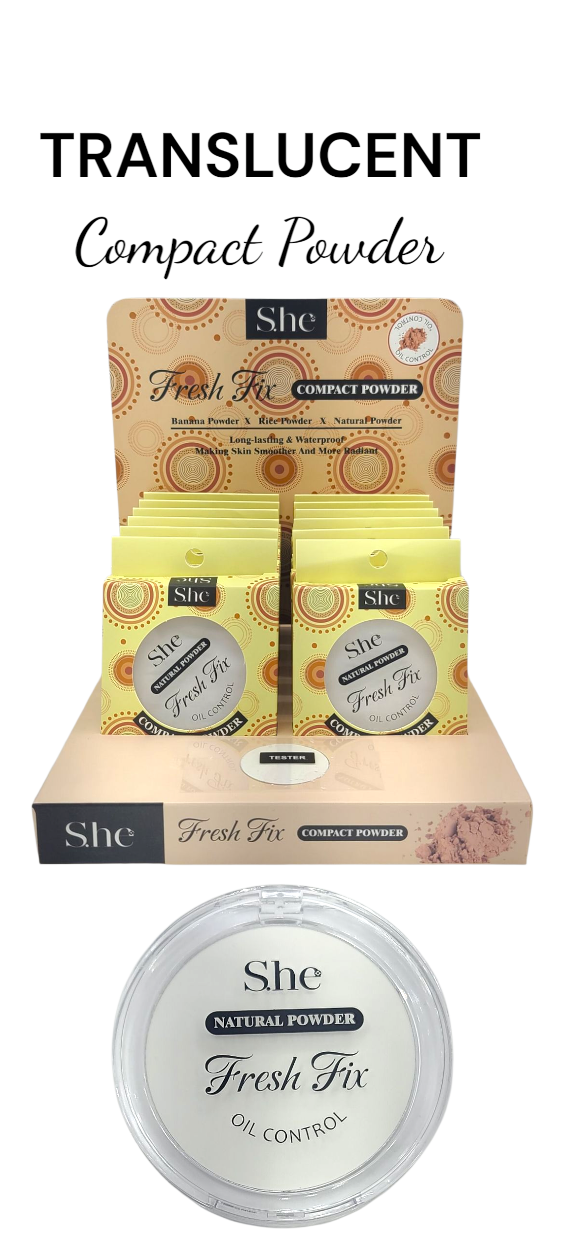 SHE MAKEUP Fresh Fix Compact Powder Natural / 12pcs Display