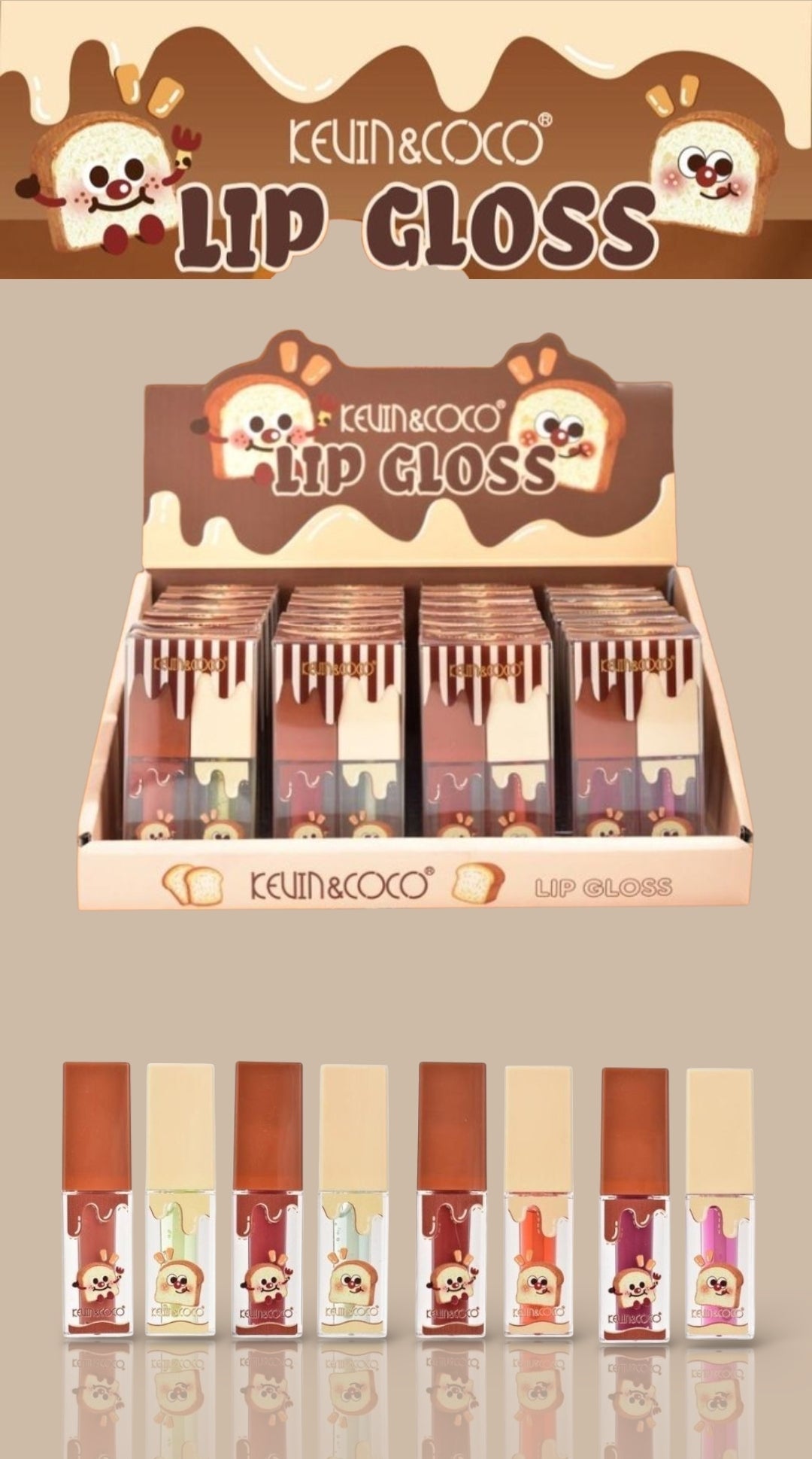 KEVIN&COCO Lip Gloss Set / 24Set Display