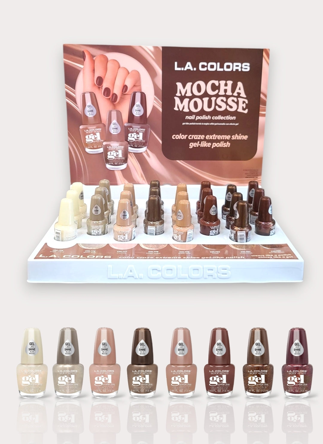 L.A COLORS Mocha Mousse Nail Polish Collection / 28pcs Display