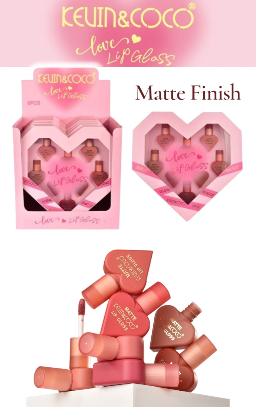 KEVIN&COCO Love Matte LipGloss / 6set Display