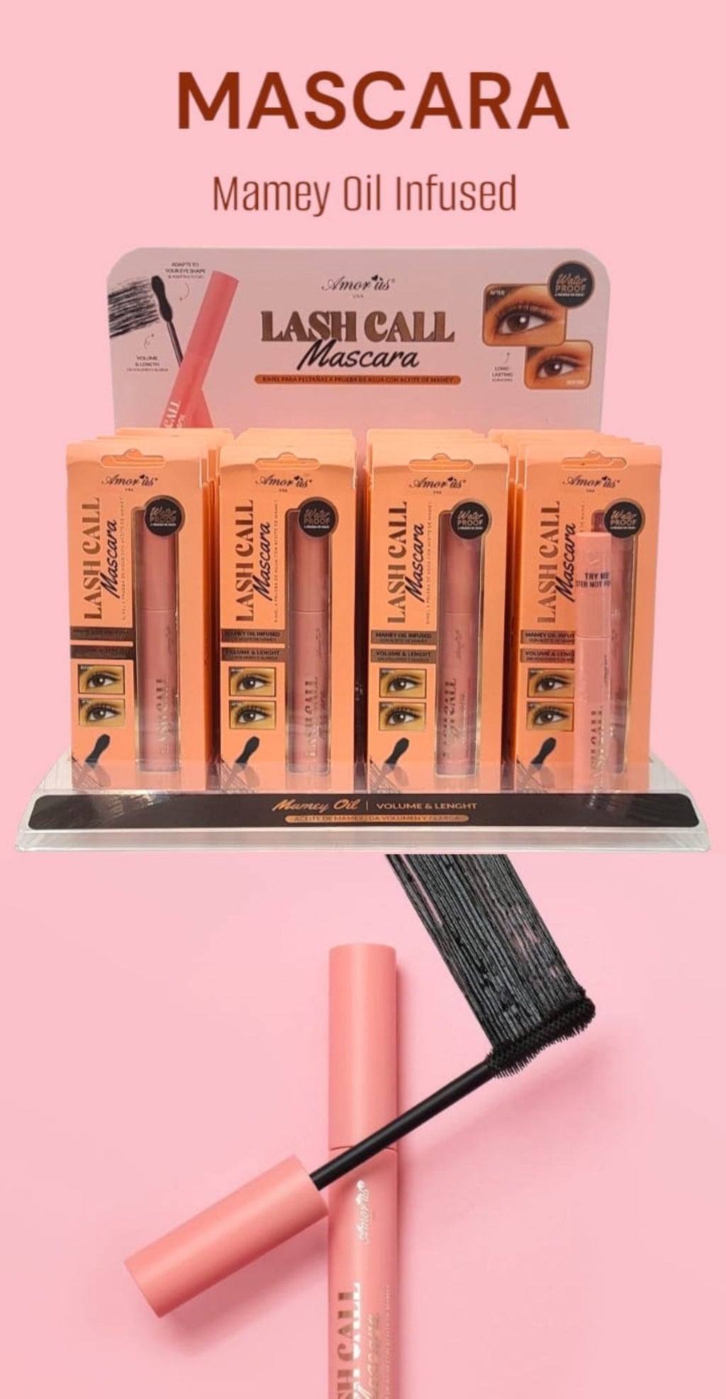 AMORUS Lash Call Mascara Mamey Oil Infused/ 24pcs Display + Tester free