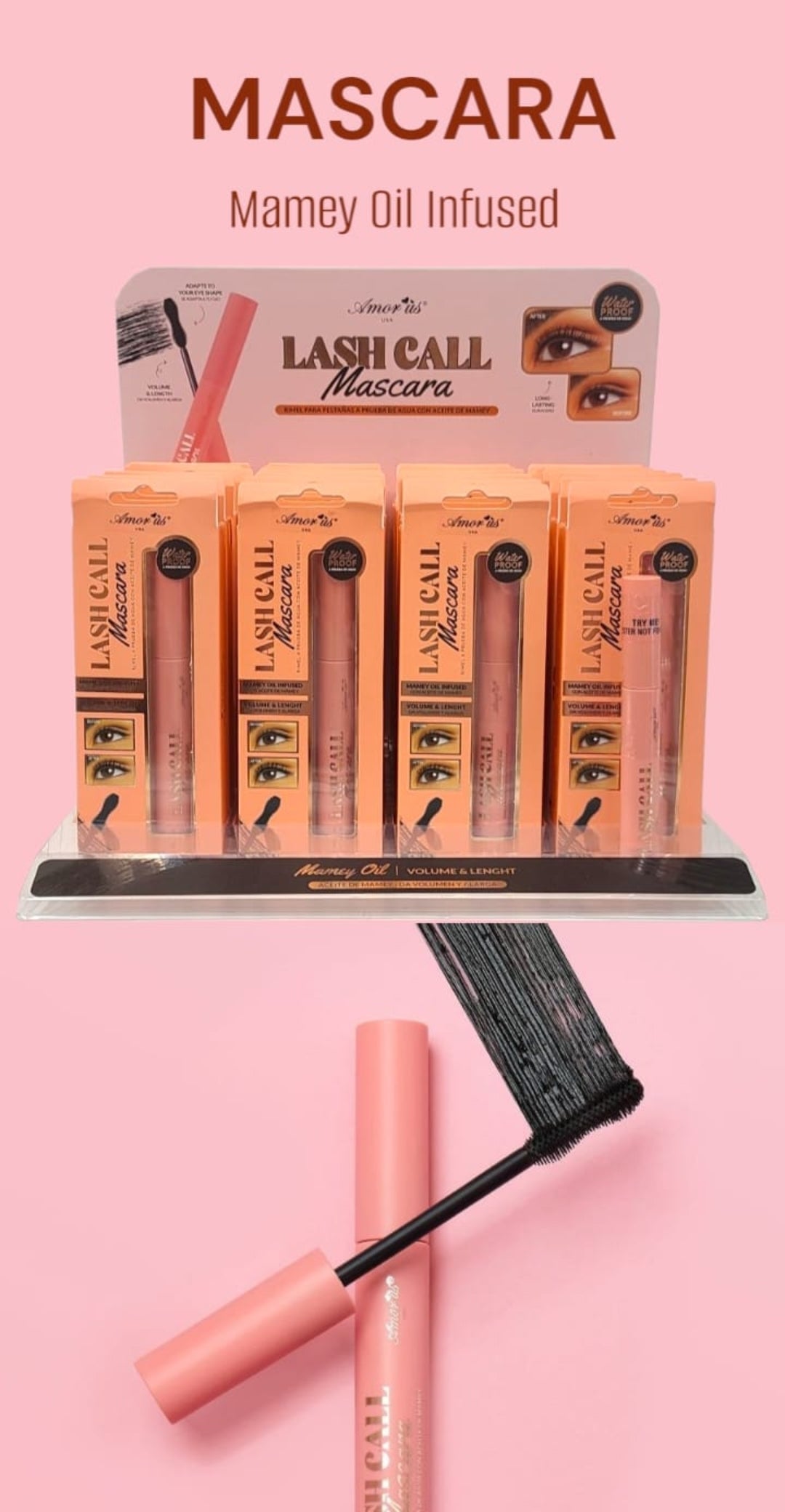 AMORUS Lash Call Mascara Mamey Oil Infused/ 24pcs Display + Tester free