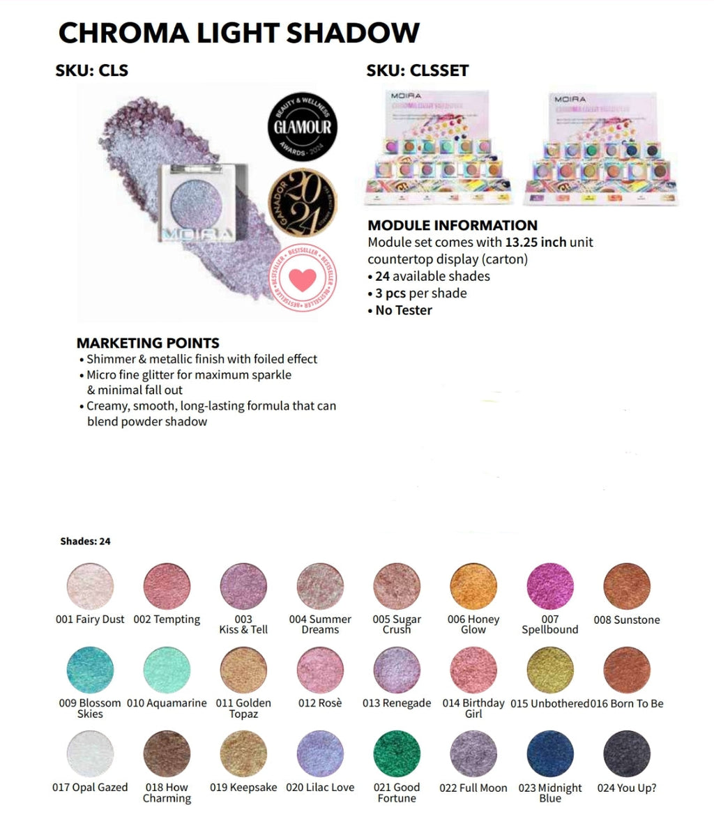 MOIRA Chroma Light Shadow w/ Display | 72pcs Display