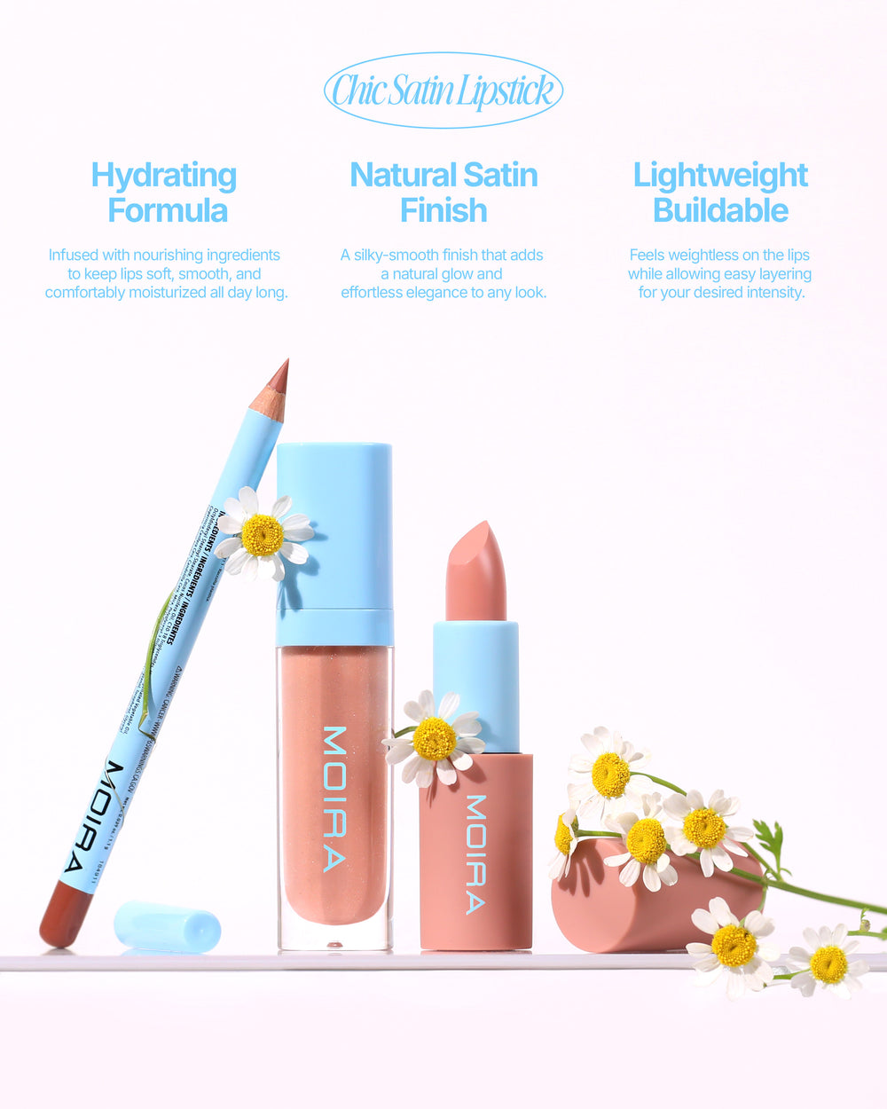 MOIRA Lip Chic Shimmer Gloss / 3pcs pack