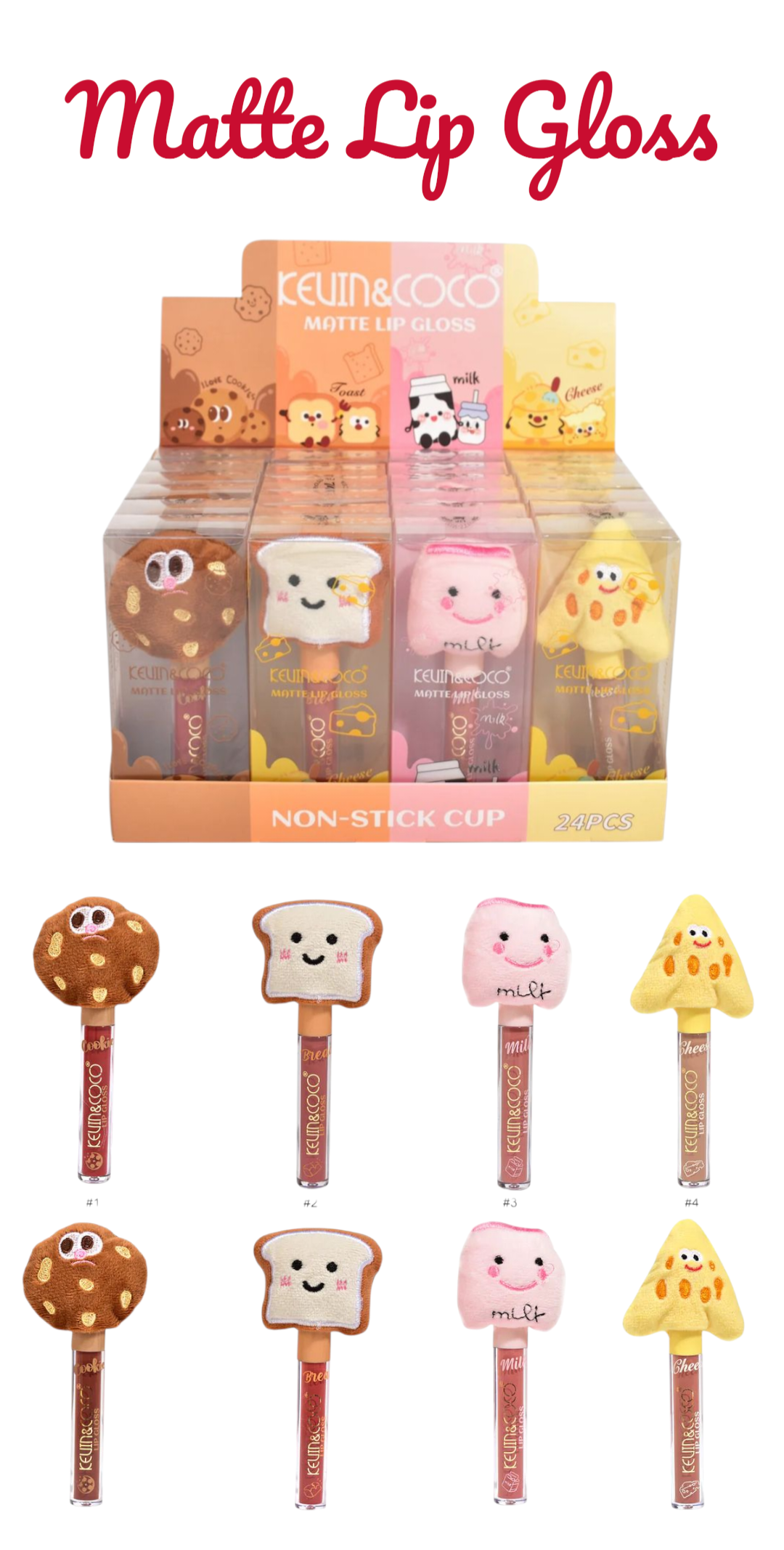 KEVIN&COCO Matte Lip Gloss / 24pcs Display