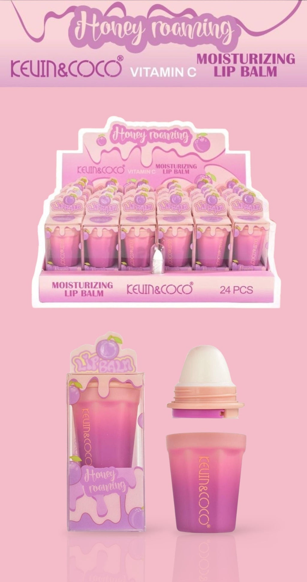 KEVIN&COCO Honey Roaming Moisturizing Lip Balm / 24pcs Display