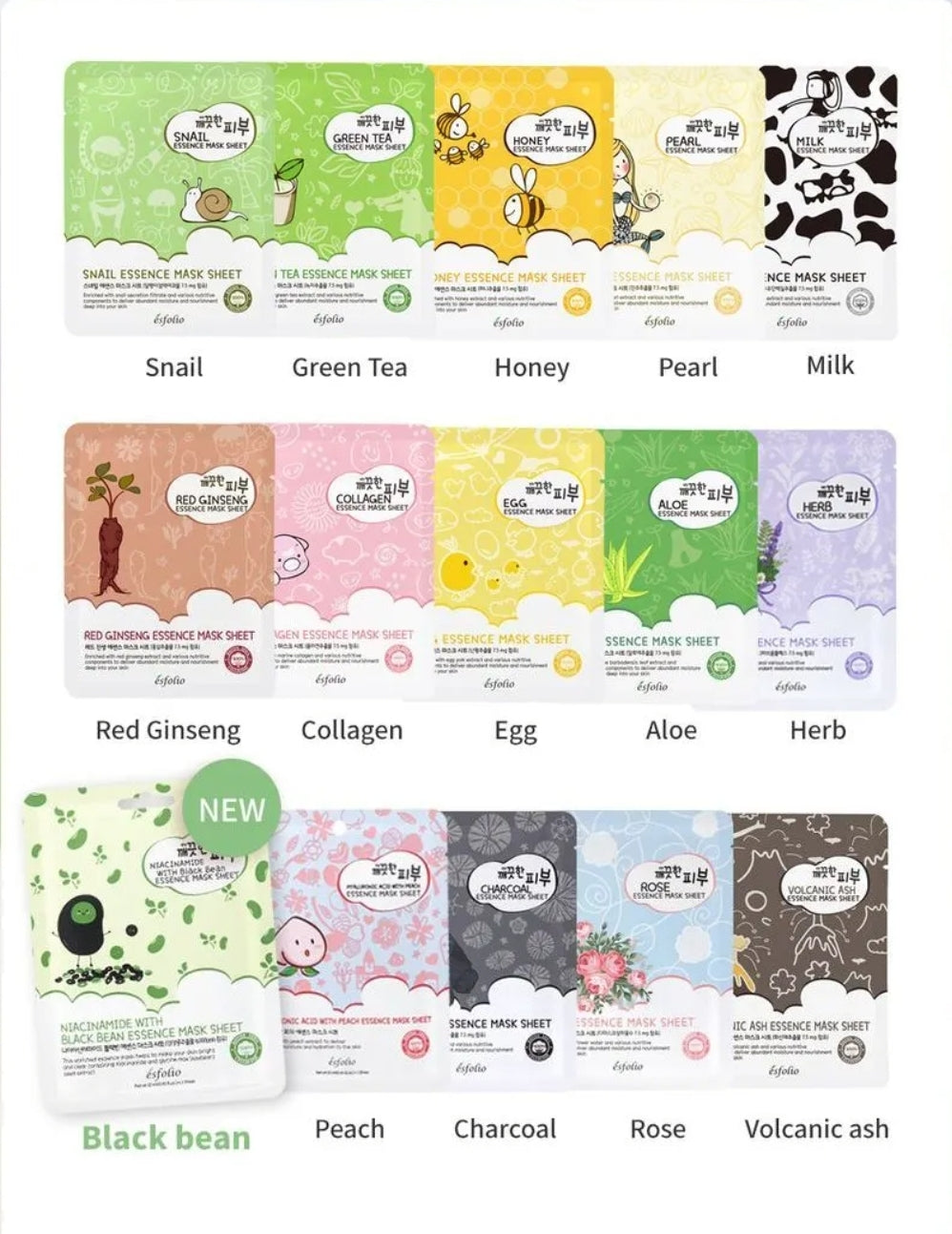 ESFOLIO Essence Mask Sheet - Niacinamide With Black Bean