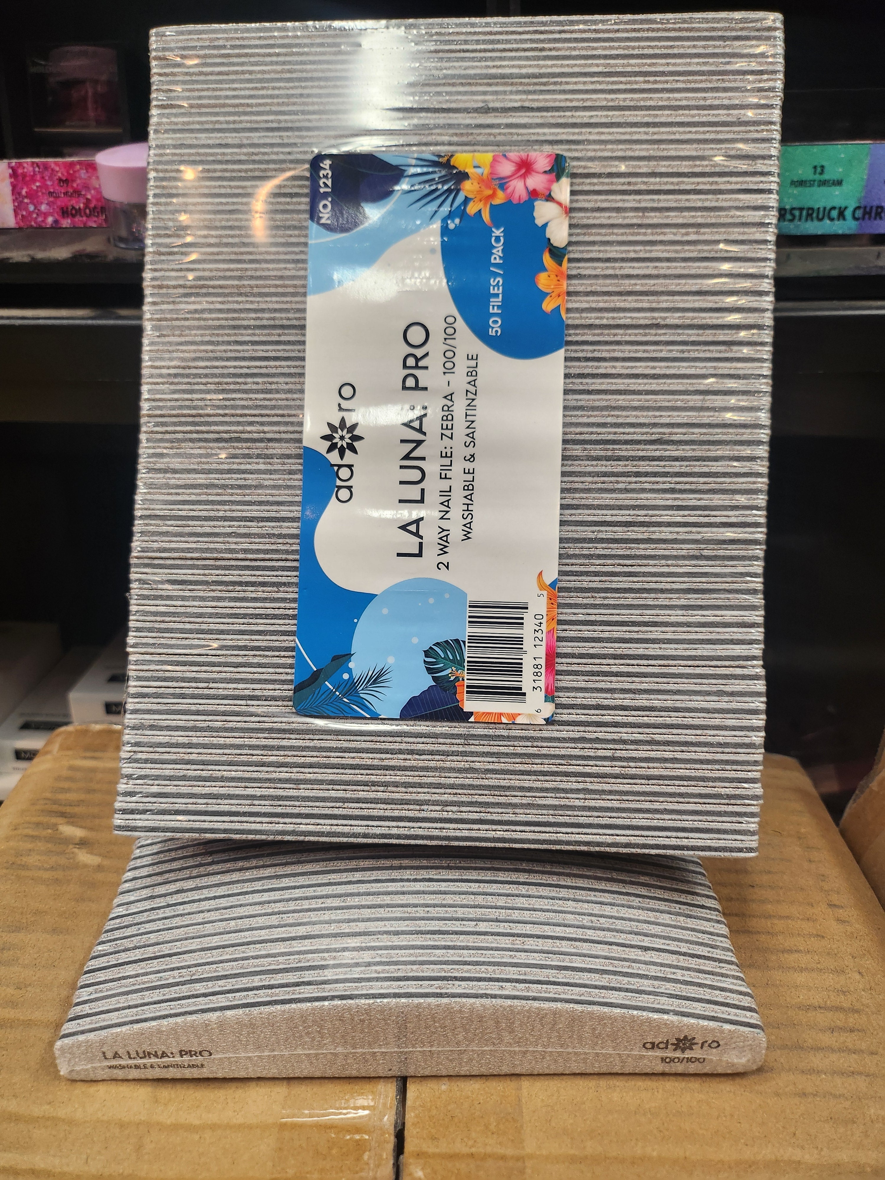 ADORO 2 Way Nail File Zebra 100/100 - LA LUNA - 50files pack