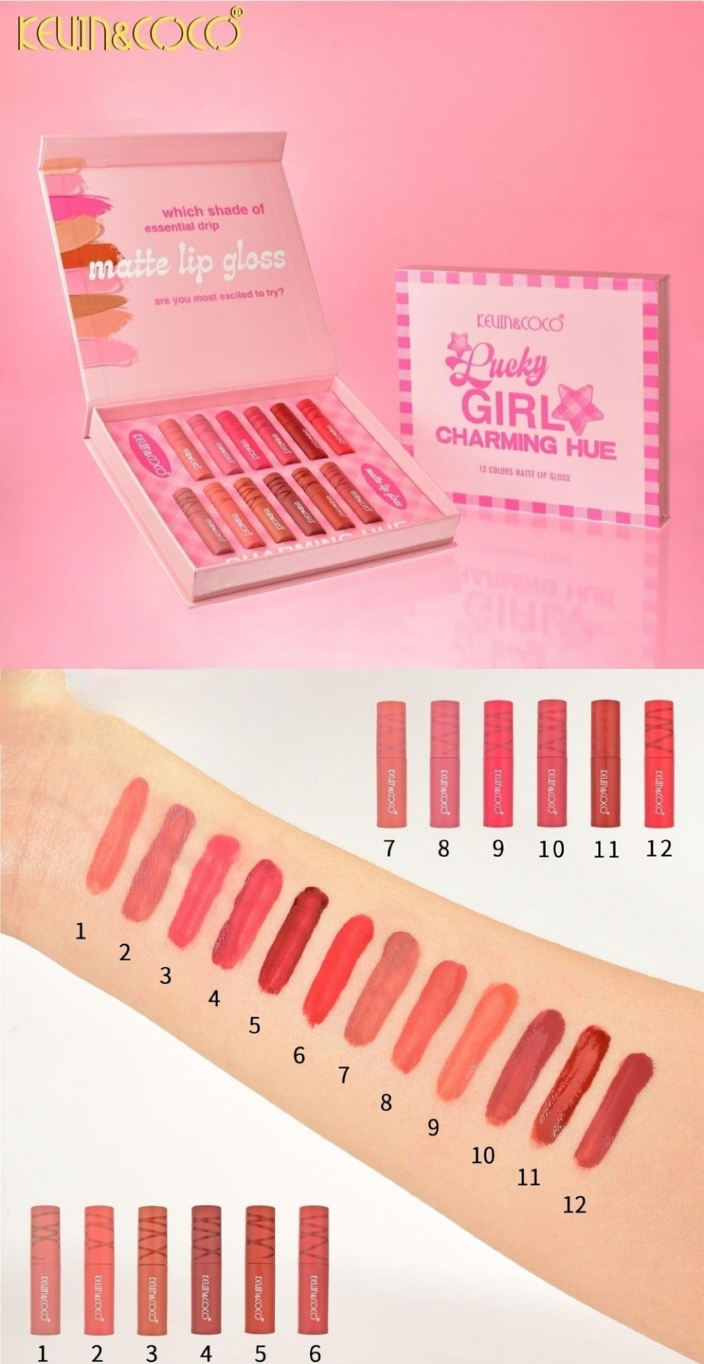 KEVIN&COCO Lucky Girl Charming Hue Matte Lip Gloss Set