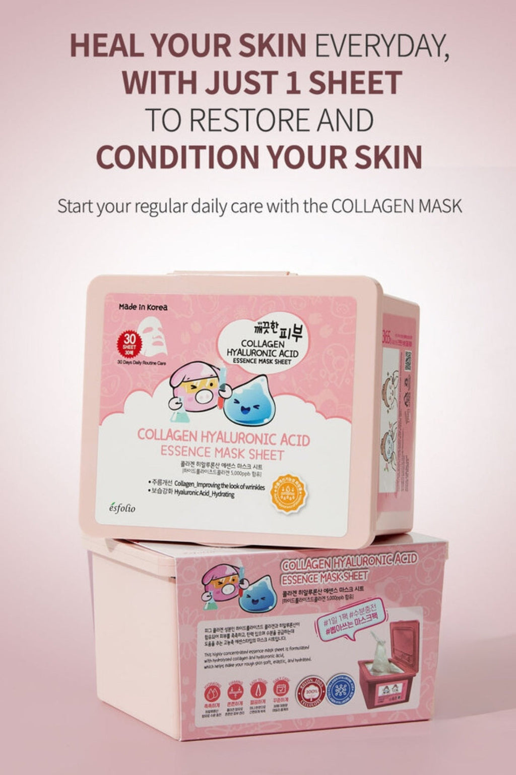 ESFOLIO Collagen Hyaluronic Acid Essence Mask Sheet