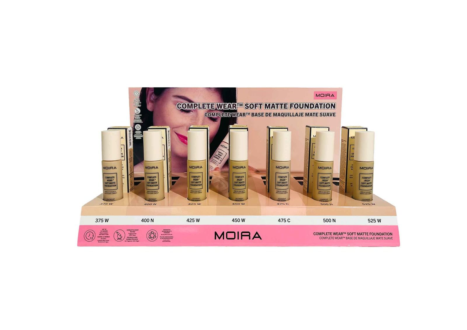 MOIRA Complete Wear Soft Matte Foundation Set B w/Display 21pcs Display + tester