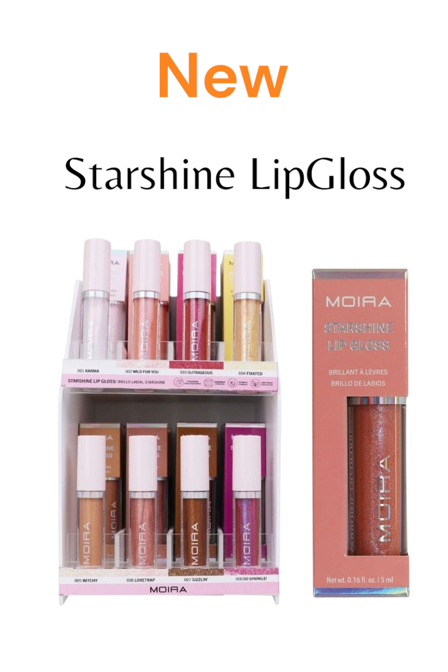 MOIRA Starshine Lipgloss w/Display 48pcs Display + Tester
