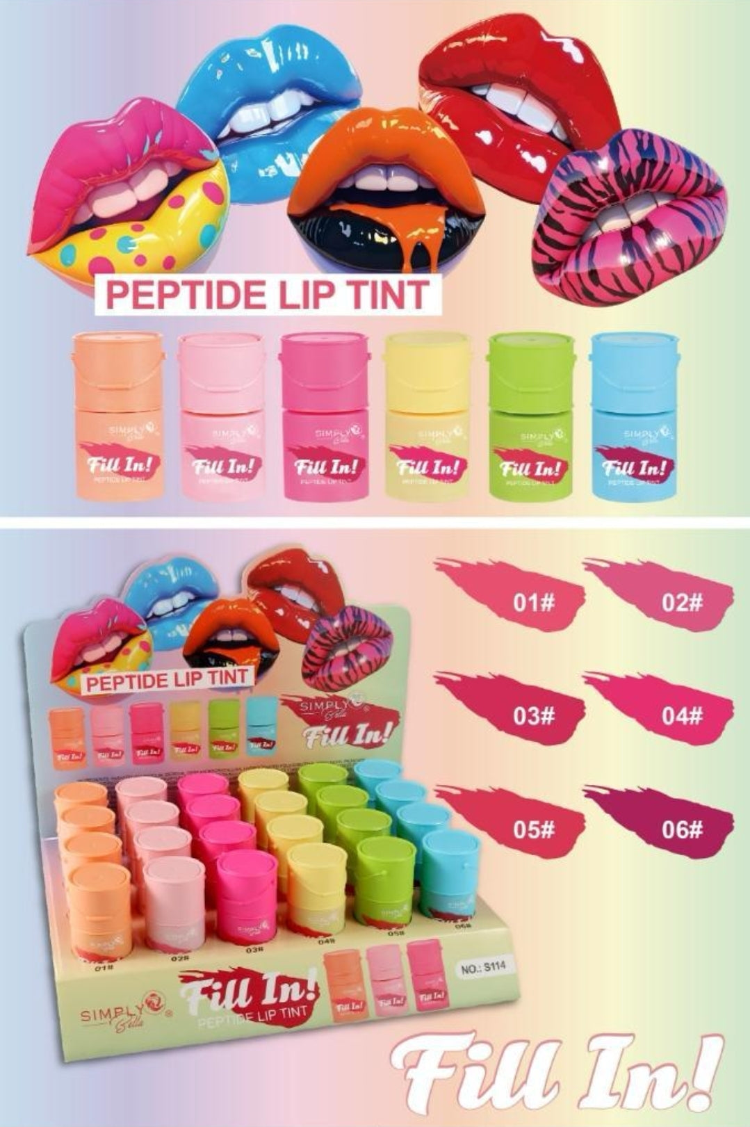SIMPLY BELLA Fill In Peptide Lip Tint / 24pcs Display