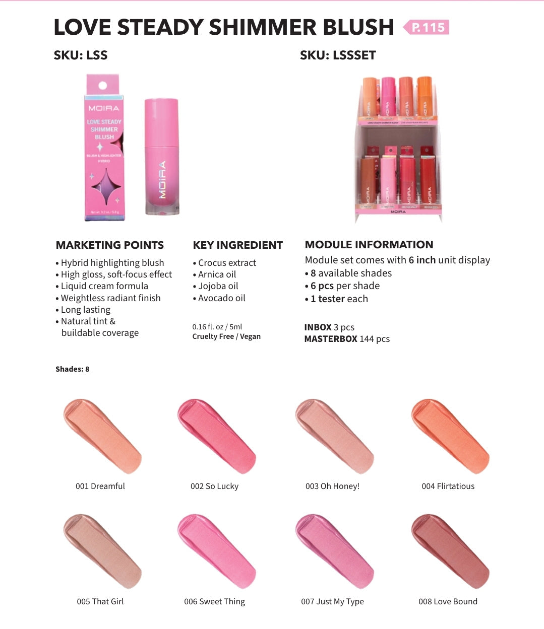 MOIRA Love Steady Shimmer Blush LSSSET w/Display 48pcs Display + Tester