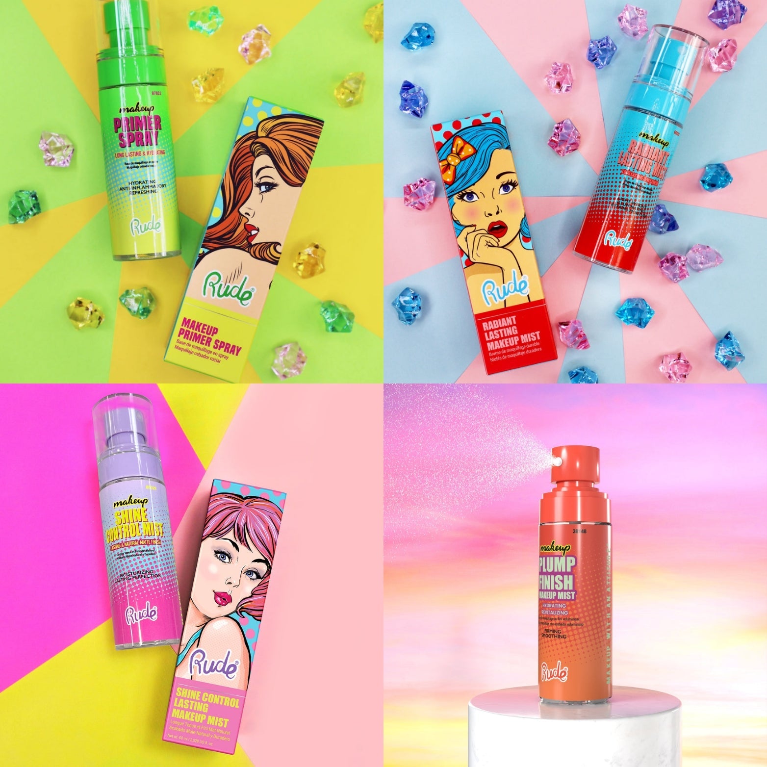 RUDE Plump Finish Makeup Mist #38148| 12pcs Display