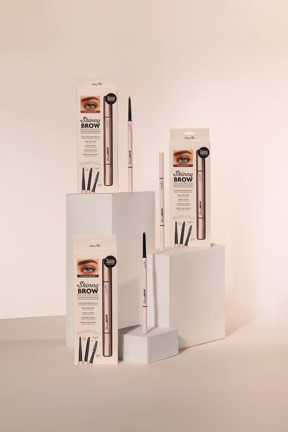 AMORUS Skinny Brow Rectractable Eyebrow Pencil  | 36pcs Display + Tester Free