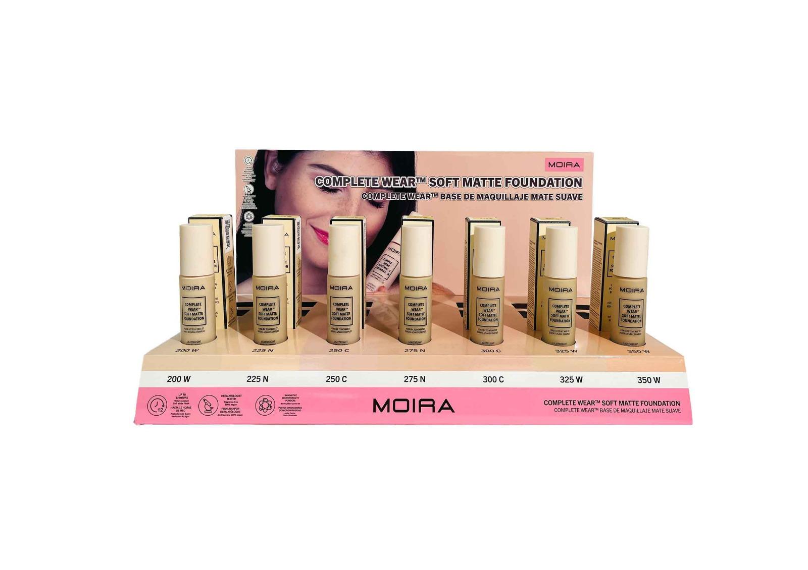MOIRA Complete Wear Soft Matte Foundation Set A w/Display 21pcs Display + tester
