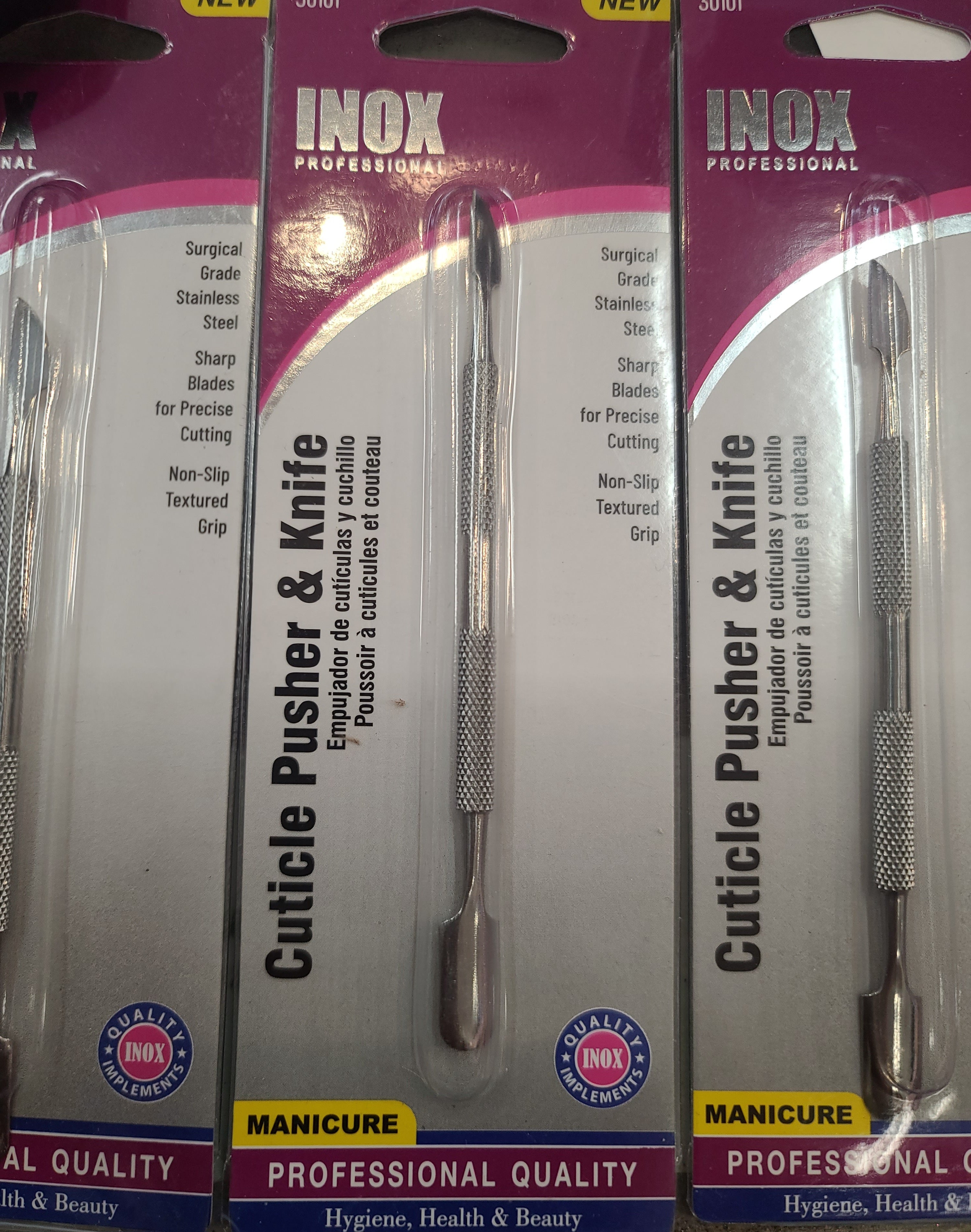INOX Cuticle Pusher & Knife #30101 / 12pcs Box