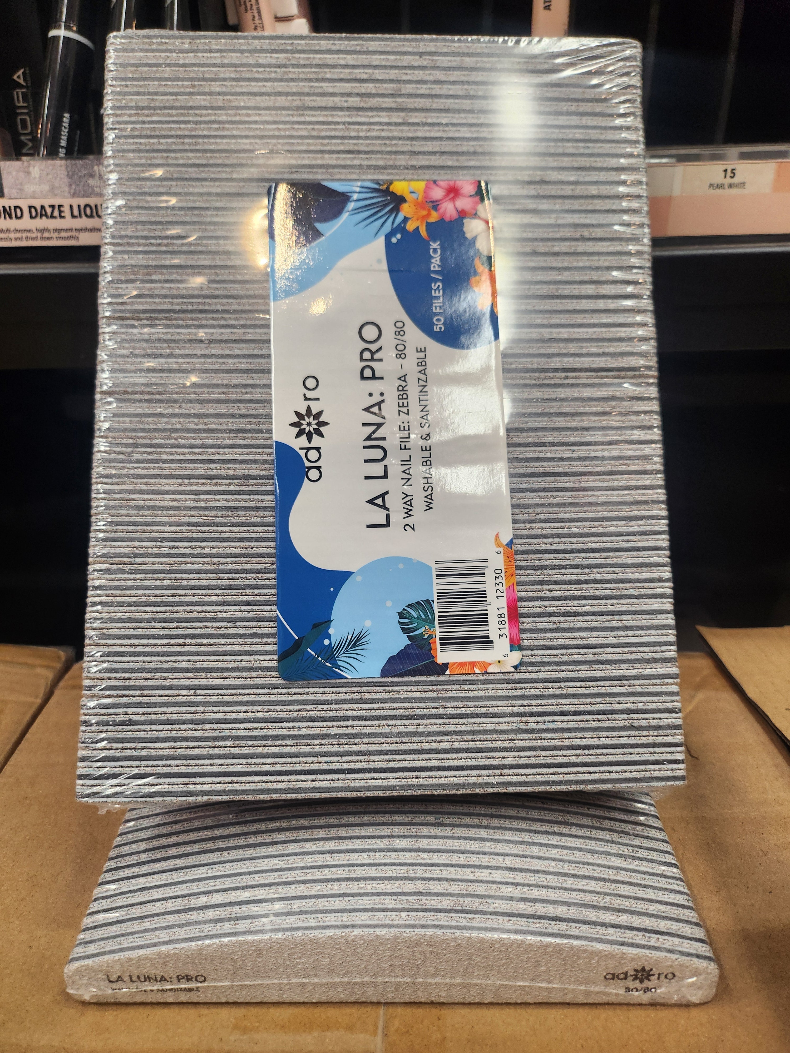 ADORO 2 Way Nail File Zebra 80/80 - LA LUNA - 50files pack