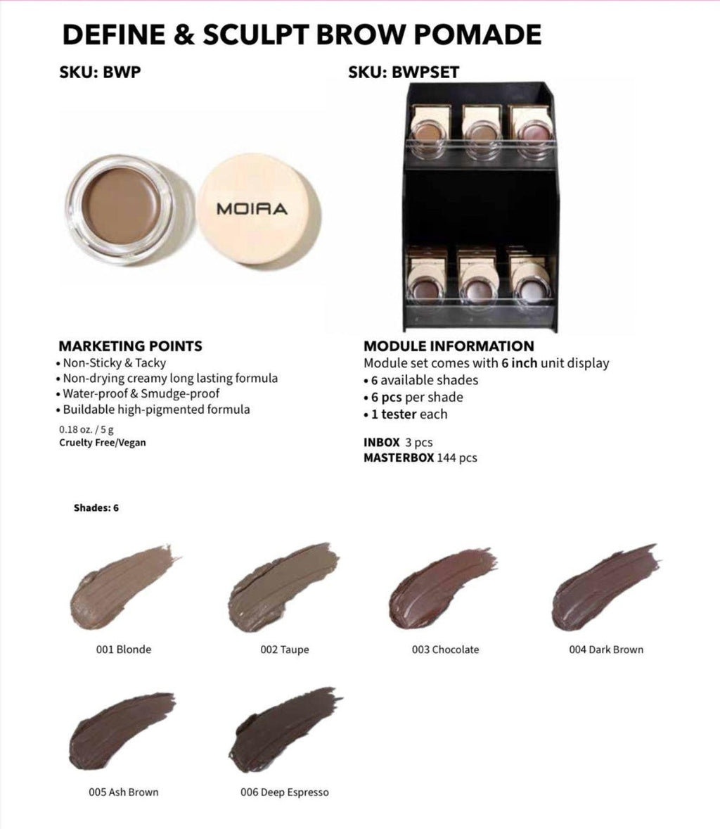 MOIRA Define & Sculpt Brow Pomade BWPSET w/Display 36pcs Display + Tester