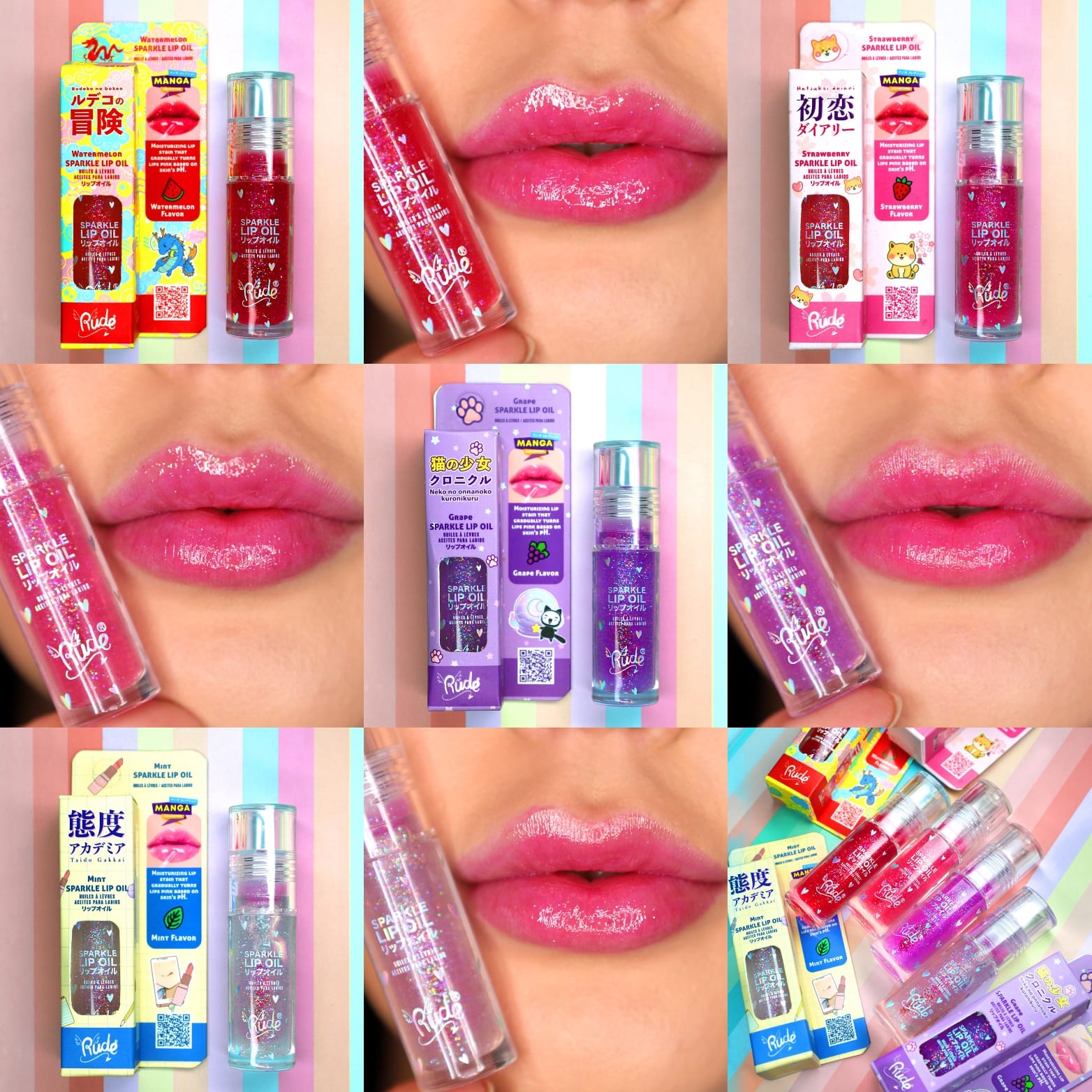 RUDE Sparkle Lip Oil Manga Collection