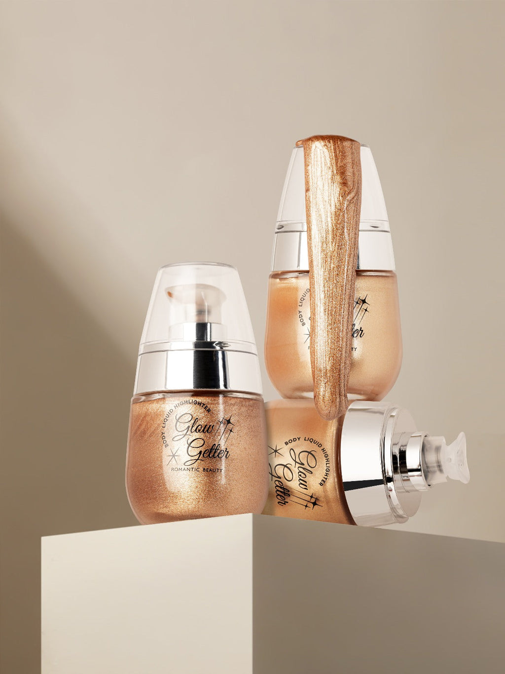 ROMANTIC BEAUTY Glow Getter Body & Face Liquid Highlighter / 12 pcs Display