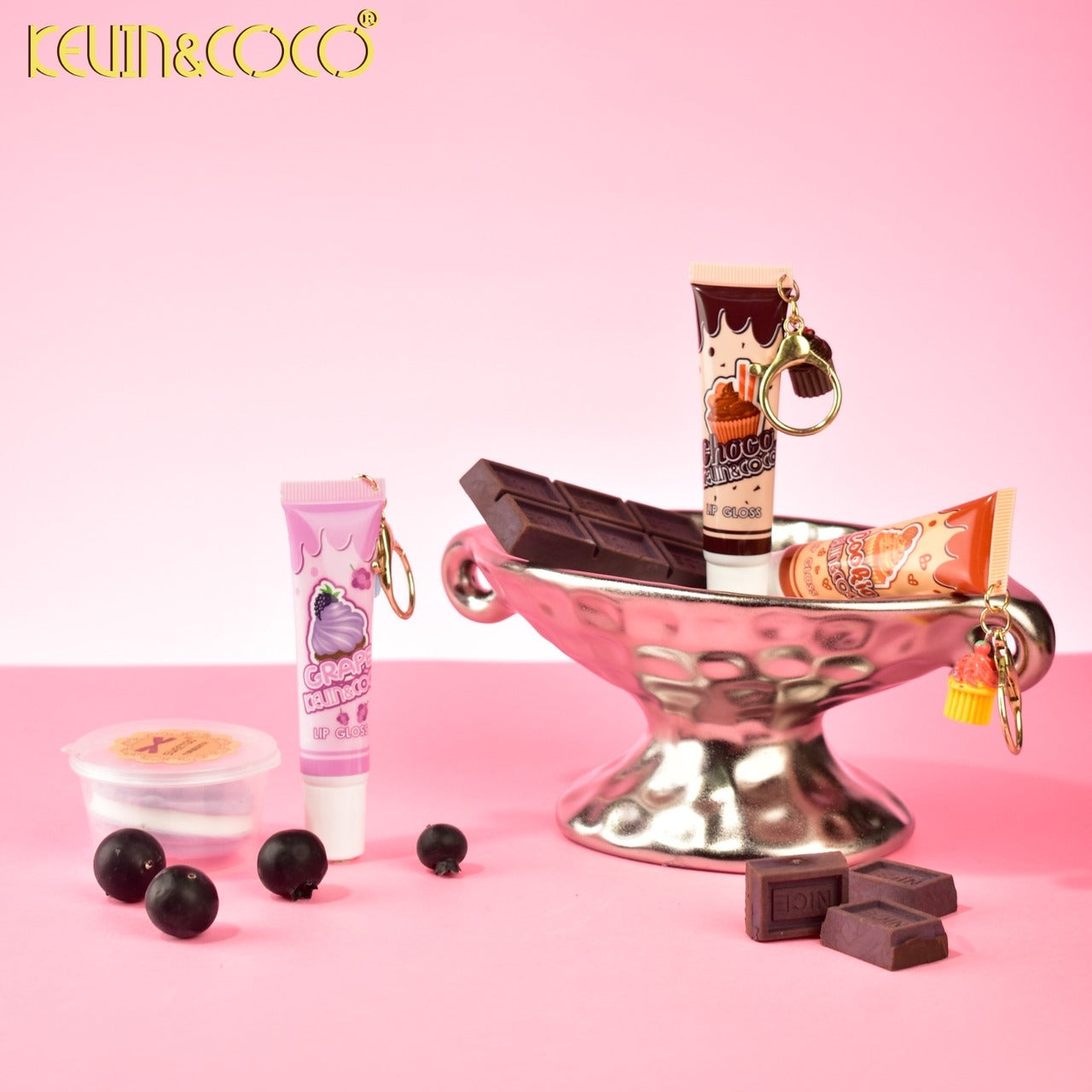 KEVIN&COCO Dessert LipGloss w/Keychain / 36pcs Display