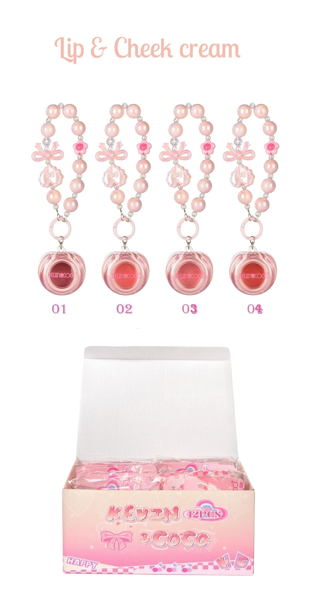 KEVIN&COCO Keychain Lip & Cheek Cream / 12pcs Display