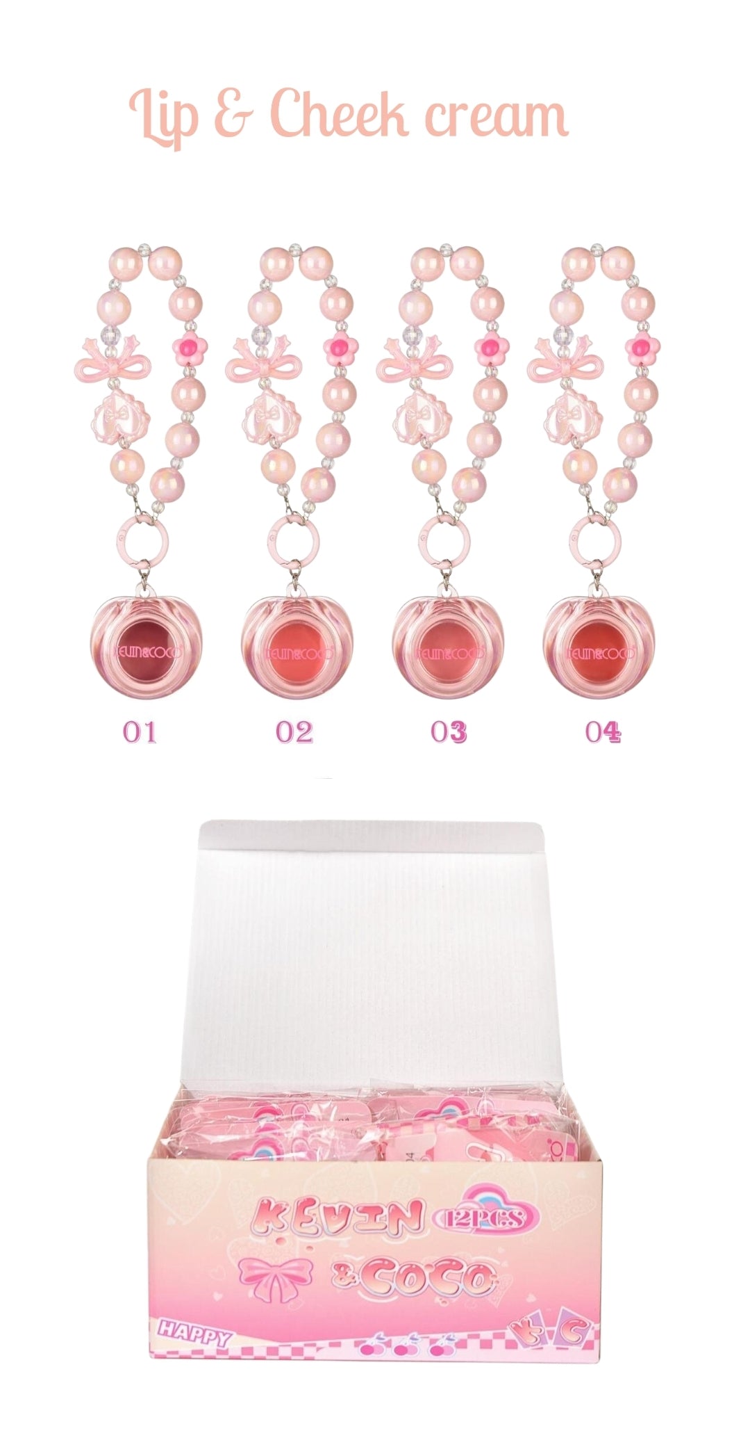 KEVIN&COCO Keychain Lip & Cheek Cream / 12pcs Display
