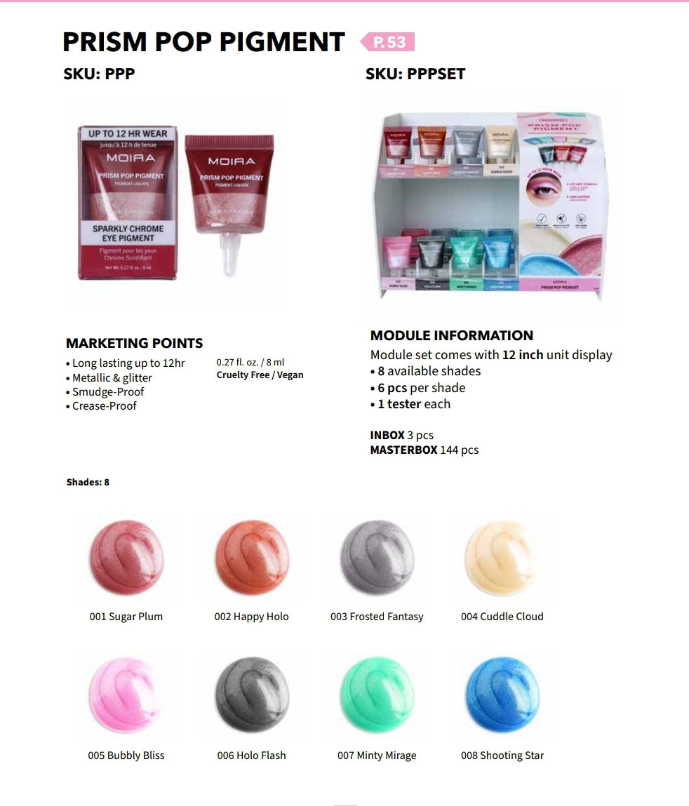 MOIRA Pris Pop Pigment w/ Display PPPSET | 24pcs Display + Tester